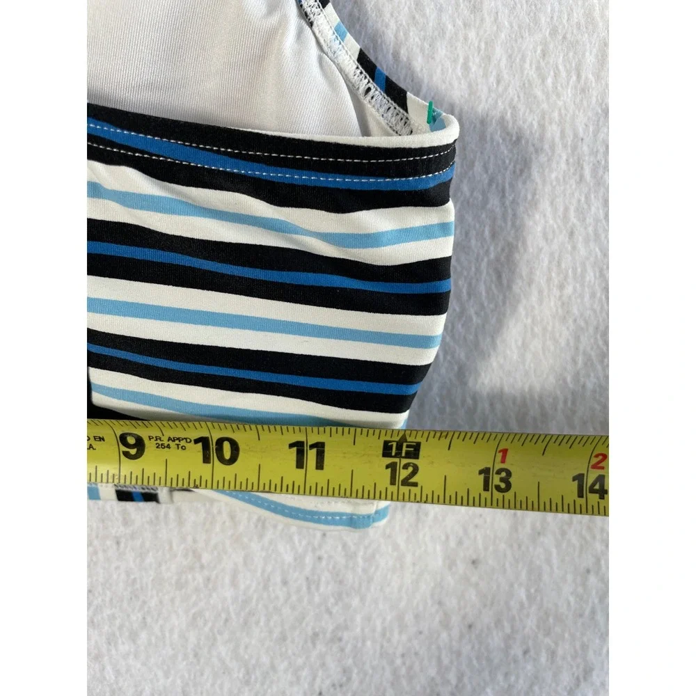 Michael Kors Blue Striped V-Neck Criss Cross‎ Back Bikini Top XS MM85736